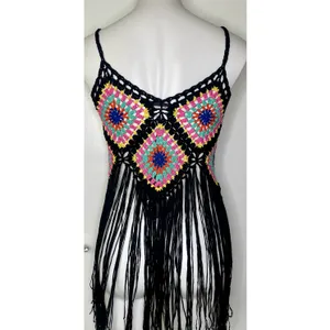 Crochet Granny Square Fringe Top NWT! thumbnail 6