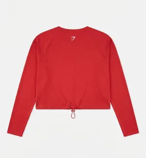 Gymshark Red & Orange Long Sleeve Crop Top thumbnail 2