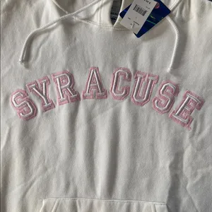 Women’s White Embroidered SYRACUSE College Drawstring Hoodie Size L NEW thumbnail 7