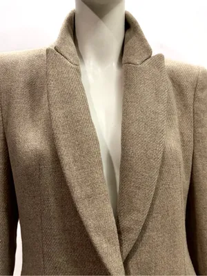Zara Made in Spain Structured Longline Blazer Coat Beige Tan NWOT Size M thumbnail 4