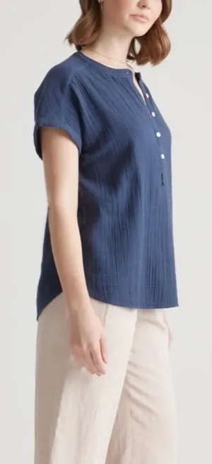 New 100% Organic Cotton Gauze‎ Roll Sleeve Shirt thumbnail 1