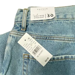 PACSUN Women’s Jeans Light Wash High Waisted Straight Leg Size 30 Short Raw Hem thumbnail 8