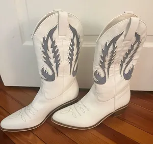 White and Blue Cowgirl Boots Size 10 thumbnail 1