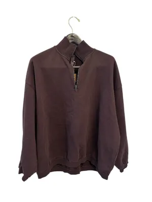 SKIMS Oversize Fleece Half Zip Pullover in Espresso small NWT thumbnail 3