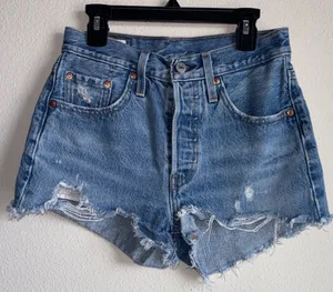 Levi’s button fly high waisted jean‎ shorts waist size 24” thumbnail 1