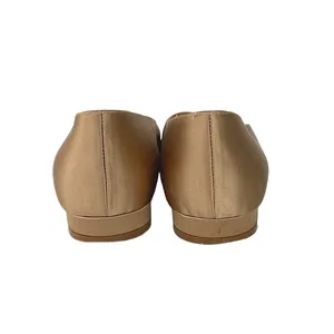 Leorosa Designer Gold Satin Almond Toe Slip On Casual Ballet Flat Shoes 37 US 7 thumbnail 3