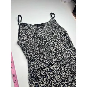 Urban Renewal Black Gray Animal Print Mesh Midi Dress Size M Leopard Zebra Y2K thumbnail 2