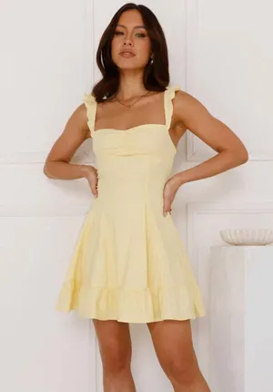 Hello Molly - ULTIMATE SUNDRESS LINEN BLEND MINI DRESS YELLOW thumbnail 2