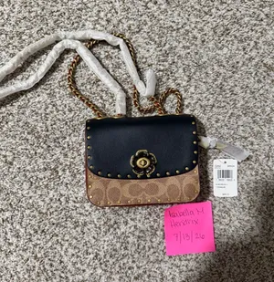 Coach Black and Brown Signature Chain Crossbody Bag thumbnail 1