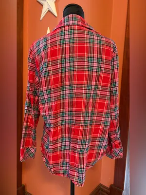 Victoria’s Secret plaid Christmas pajama button up shirt thumbnail 5