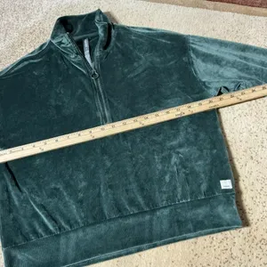 Vuori Womens Green Velour Corduroy‎ Quarter Zip Pullover Sweatshirt VW2059 Small thumbnail 3