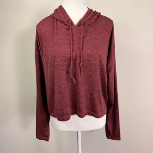 Athleta Uptempo Burgundy Heather Space Dye Cropped Active Hoodie Size Small thumbnail 2