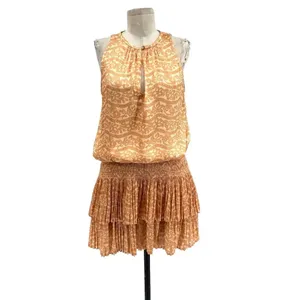 Current Air Los‎ Angeles The Wyland Dress Smocked Mini Orange Floral Size Small thumbnail 3
