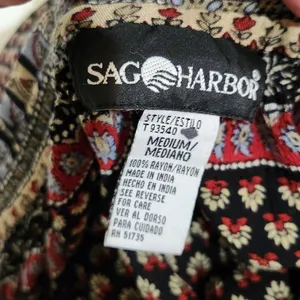 Vintage Sag Harbor Crinkle Tribal Broomstick Pleated A-Line Midi Skirt Large thumbnail 7