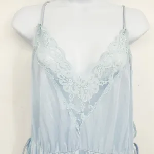 Pandora of California Womens‎ Vintage 70s Blue Lace Trim Coquette Nightgown XL thumbnail 3