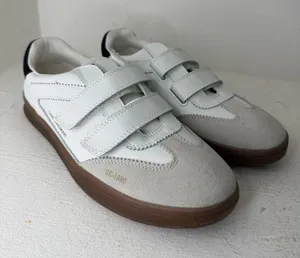 Sam Edelman White, Gray & Brown Velcro Sneakers thumbnail 1