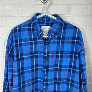 St. John’s Bay Blue Plaid Classic Fit Flannel Shirt Size M Unisex thumbnail 4