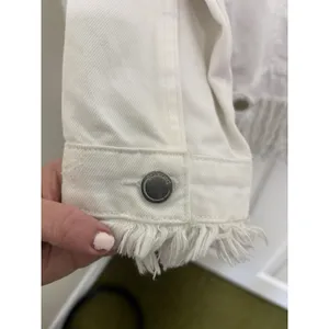 BLANKNYC White Fringe Denim Jacket S Western Rodeo Coastal Cowgirl Flap Pockets thumbnail 4