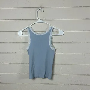 Brandy Melville Galt lace-trim "Strawberry Fields '96” blue tank one size thumbnail 2