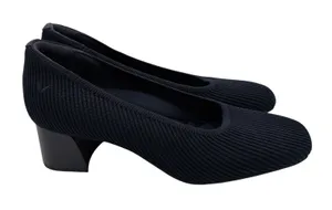 VIVAIA Melody 2.0 Square Toe Chunky Navy Ribbed Knit Block Heel Pumps 7.5 38.5 thumbnail 1