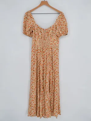 Reformation Teyana Dress Size 8 Floral Print Pink Orange Cream thumbnail 3