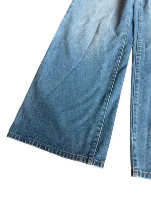Edikted Wide Leg Jeans Medium Wash Denim Y2k Retro 2000s Cotton Size Small Women thumbnail 4