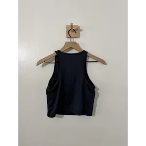 Quince Women’s Navy Cropped Scoop Neck Stretch Knit Tank Top Sz S Gym Activewear thumbnail 3