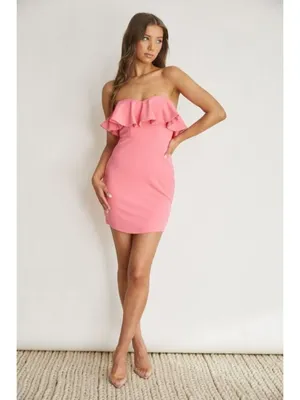 One and Only Collective Strapless Off the Shoulder Pink Mini Dress Size M NWT thumbnail 2