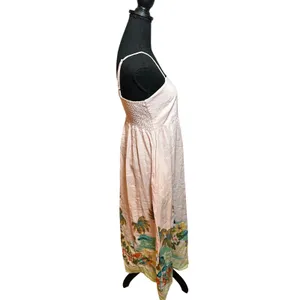 Le Ragazze Italy Linen Cotton Tropical Print Midi Dress Blush Pink Resortwear thumbnail 3