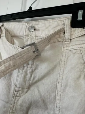 Mango Slouchy Jeans with Hem and Belt Off White Size 4 thumbnail 6