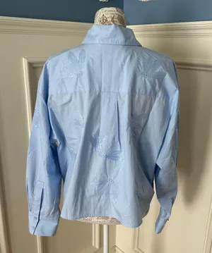 Zara NWOT Sequined Button Down Shirt thumbnail 5