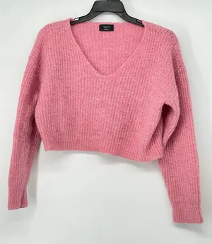 Vici Egremont V-Neck Crop Sweater Pedal Pink Wool Size Small‎ Oversize Boxy thumbnail 1