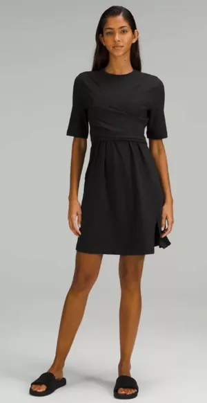 Lululemon Cotton Wrap-Front T-Shirt Dress black size 6 athleisure thumbnail 1