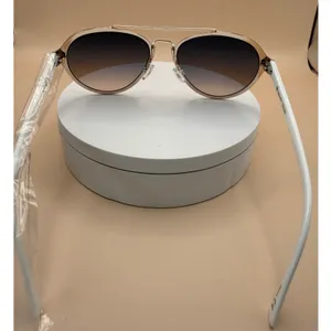 Velvet Eyewear White Gold Aviator Sunglasses‎ with Gradient Lenses and Case thumbnail 8