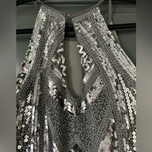 Vici Silver- Dark Gray Sequin Mini Dress thumbnail 4