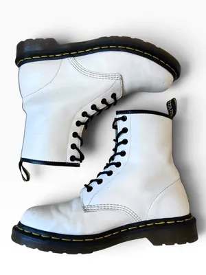 Dr. Martens 1460 Smooth Leather Lace-Up Boots in White thumbnail 4