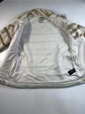 The North Face Cream & Tan Patterned Teddy Zip Jacket thumbnail 8