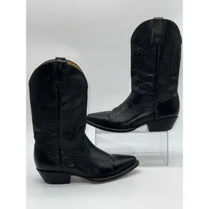 Pistolero Black All Leather Embroidered Cowboy Boots Women's Sz 24.5-7.5/Men 5.5 thumbnail 4