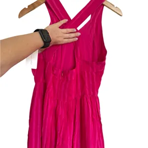 Anthropologie Line & Dot New Pink Fuchsia Striped Midi Sun Dress Size M thumbnail 9
