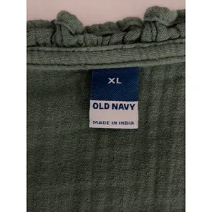 Old Navy Sage Green Gauze Babydoll Mini Dress XL V-Neck Short Sleeve Pockets thumbnail 5
