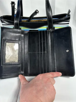 3piece Vintage kate spade Multicolor Stripe Tote w/ Wallet and checkbook holder thumbnail 7