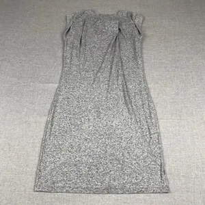 Athleta Dress Womens Small Gray Jersey Sheath Pleated Cap Sleeve Knee Length thumbnail 6