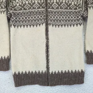 Vintage Rapaki Mahana Pure‎ Wool Cardigan Women's Medium NZ Brown Cream Knitwear thumbnail 4