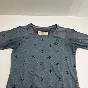 Naketano The Poet’s Choice Womens Crewneck Sweatshirt Medium Blue‎ Anchor *FLAW thumbnail 8