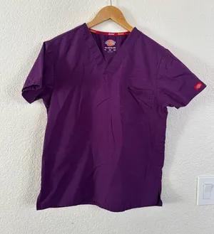 Dickies Scrub Top XS Purple V-Neck Chest Pocket Medical Uniform 83706 EGWZ thumbnail 1