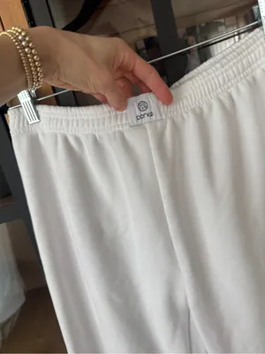 PARKE Boxer sweatpants wide leg flare fleece patch unisex cream ivory thumbnail 2