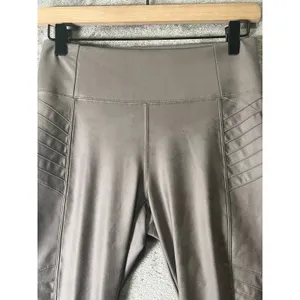 Athleta Delancey Gleam Moto Tight Leggings Taupe S Shiny Biker Athleisure New thumbnail 2