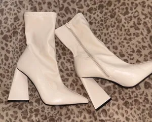 Forever 21 Cream Block Heeled Boots thumbnail 1