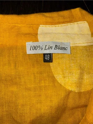 Linen Mustard Yellow Polka Dot Button Front Shirt Dress Tunic Boho Pockets XL thumbnail 6