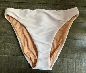 J.CREW NWT Ribbed high-rise cheeky bikini‎ bottom style BE808 Baby Pink Size M thumbnail 1